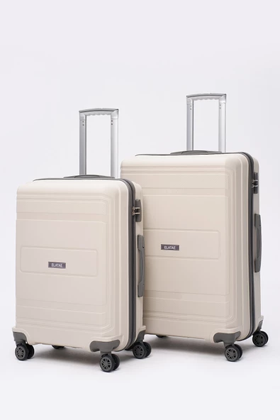 Elatae Premium Polipropilen Kırılmaz 2'li Valiz Seti Büyük Boy - Orta Boy Bej - Antrasit V305 ürün görseli