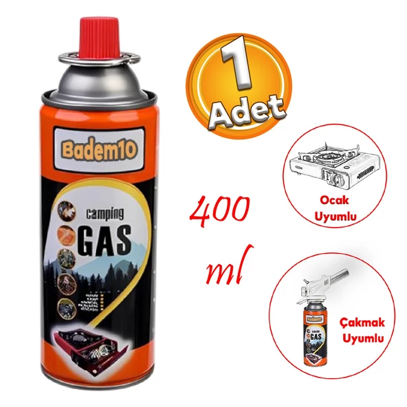 Kamp Gazı 1 Adet Bütan Propan Gaz Tüpü Portatif Ocak Kartuşu Tek kullanımlık Pürmüz 400 ml