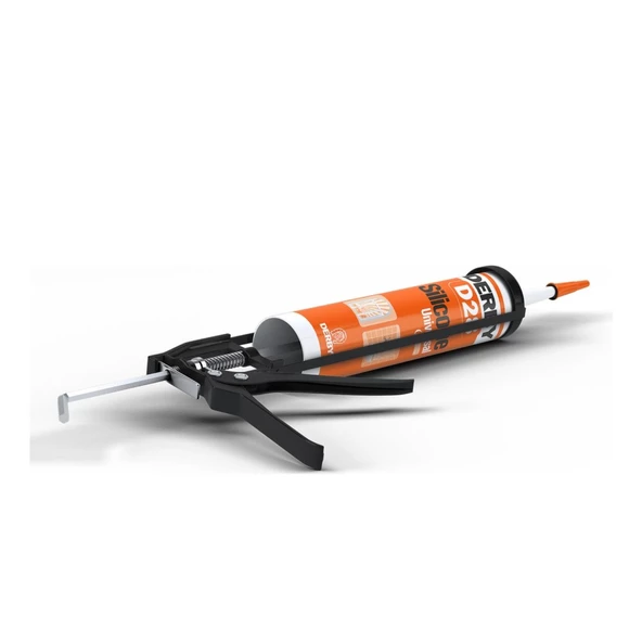 Derby D28 Beyaz Silikon 280 g 3 Adet Kapı, Pencere, Banyo İçin Elastik Dolgu  ve Plastik Silikon Tabanca - 2