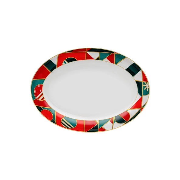 İSTANBUL PORSELEN STARLİGT FİNE BONE NEW YEAR YILBAŞI KAYIK TABAK MULTİCOLOR 26 CM - 4