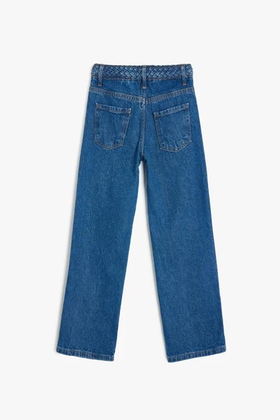 Koton Kız Çocuk Kot Pantolon Düz Paça Cepli Pamuklu- Straight Jean - 2