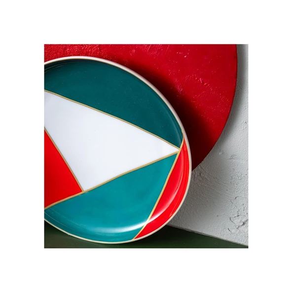 İSTANBUL PORSELEN STARLİGHT FİNE BONE NEW YEAR YILBAŞI PASTA TABAĞI MULTİCOLOR 21 CM - 4