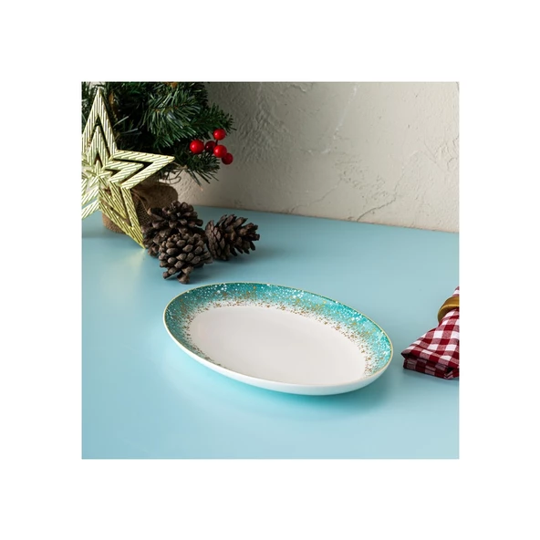 İSTANBUL PORSELEN STARLİGHT FİNE BONE NEW YEAR YILBAŞI KAYIK TABAK YEŞİL 26 CM - 3