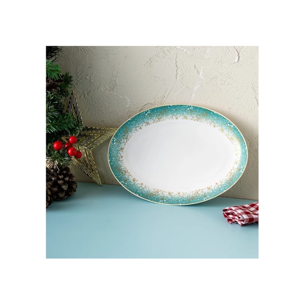 İSTANBUL PORSELEN STARLİGHT FİNE BONE NEW YEAR YILBAŞI KAYIK TABAK YEŞİL 26 CM - 4