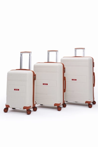 Elatae Premium Polipropilen Kırılmaz 3'lü Valiz Seti Bej - Camel V305