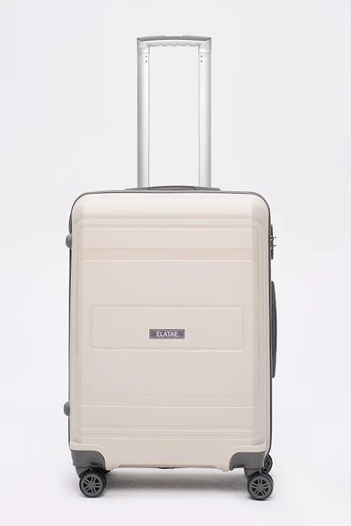 Elatae Premium Polipropilen Kırılmaz 3'lü Valiz Seti Bej - Antrasit V305 - Resim 4