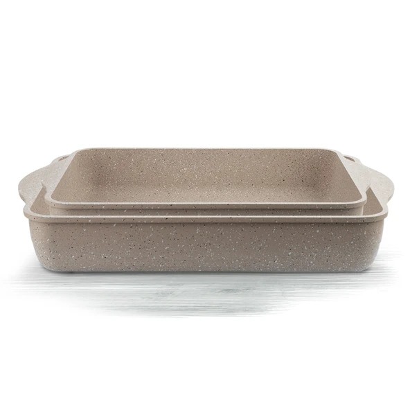 ThermoAD | Çok Amaçlı Kare Tepsi Set | 2 Parça | 30 cm-35 cm | Vizon - 2