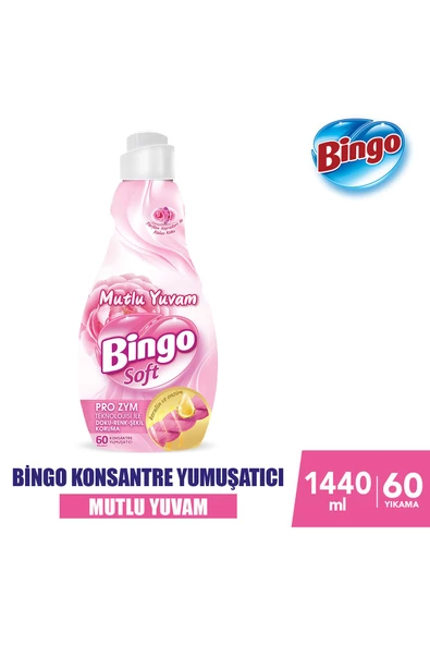 Bingo Soft Konsantre Çamaşır Yumuşatıcısı Mutlu Yuvam 1440 ml X 4 Adet - 2