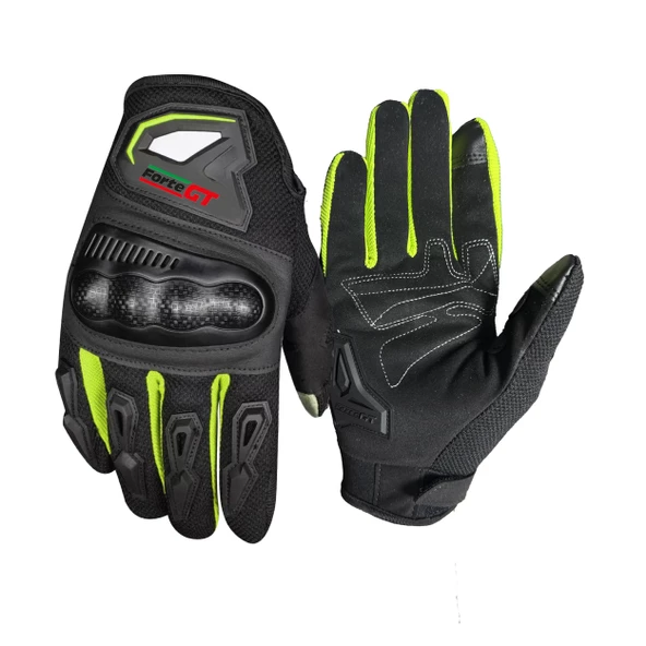 Forte Gt RS02 3D Kabuk Korumalı Dokunmatik Yazlık Motosiklet Eldiveni XL Beden Yeşil