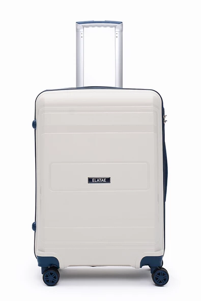 Elatae Premium Polipropilen Kırılmaz 3'lü Valiz Seti Bej - Lacivert V305 - 3