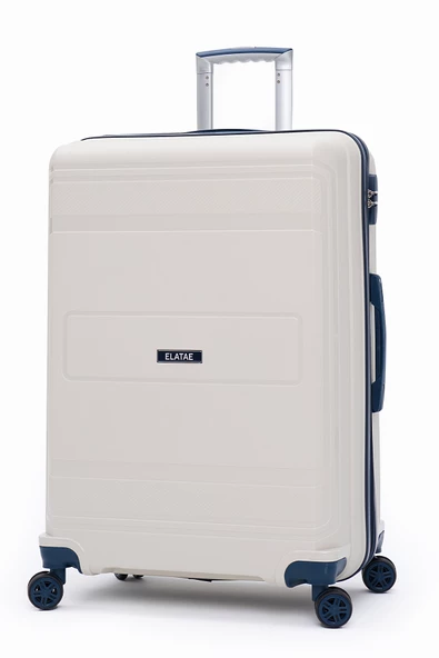 Elatae Premium Polipropilen Kırılmaz 3'lü Valiz Seti Bej - Lacivert V305 - 2