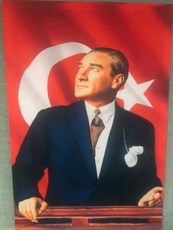 Kanvas Tablo Atatürk ve Bayrak Duvar Dekorasyon Moda Tablo 45x65 cm