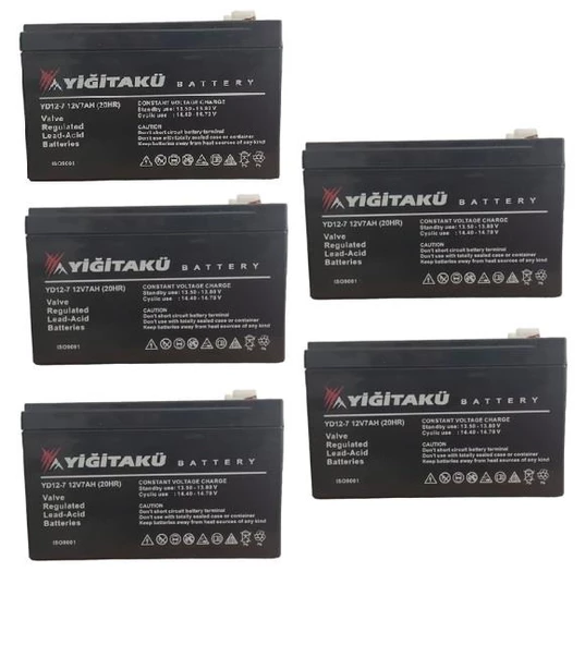 YİĞİT AKÜ 12V 7Ah AGM AKÜ 5'Lİ SET (ADET EBATI:15x9x6,2mm) ürün görseli 1