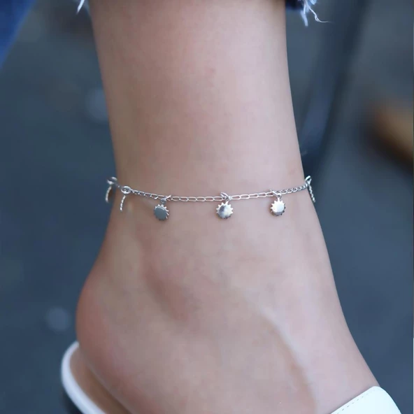 Güneş Pul Gümüş Halhal - Resim 2