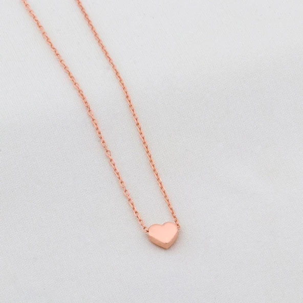 Rose Altın Kaplama Gümüş Kalp Kolye ürün görseli 1