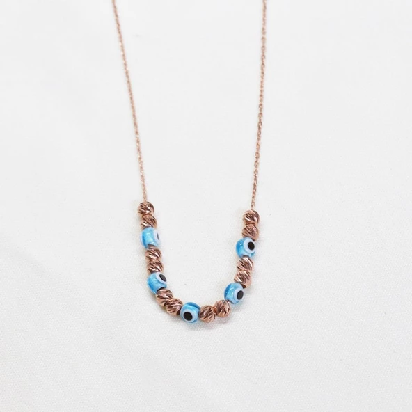 Nazar Boncuklu Dorika Gümüş Kolye - Resim 2