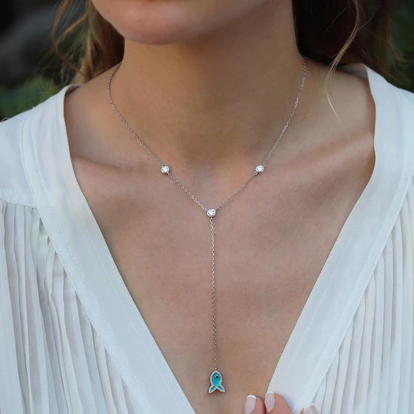 Çift Taraflı Balık Gümüş Kolye ürün görseli 1