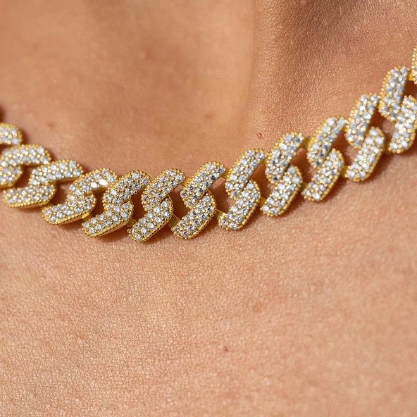 Gurmet Model Zirkon Taşlı Altın Kaplama Gümüş Gerdanlık - Resim 2