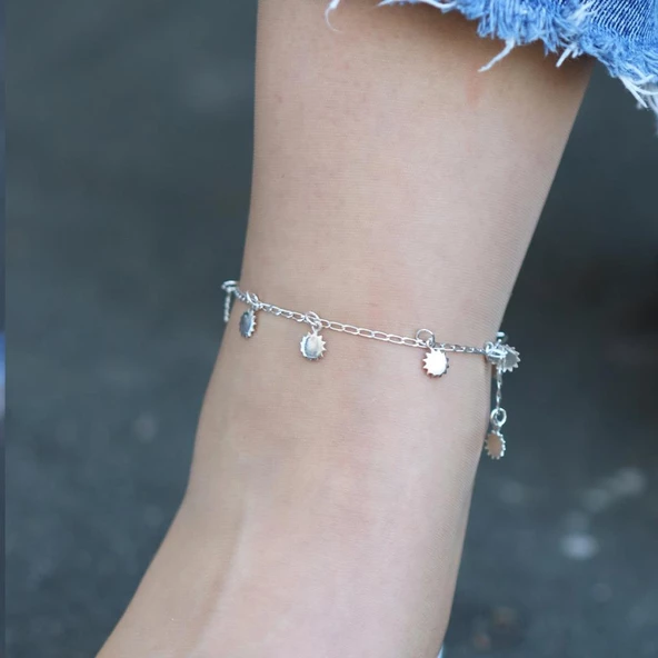 Güneş Pul Gümüş Halhal - Resim 3