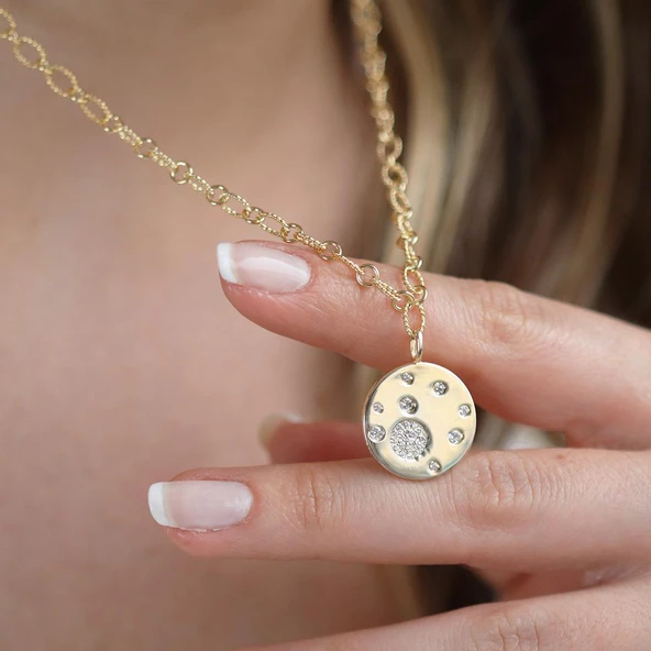 Tasarım Zirkon Taşlı Trend Gümüş Kolye - Resim 3