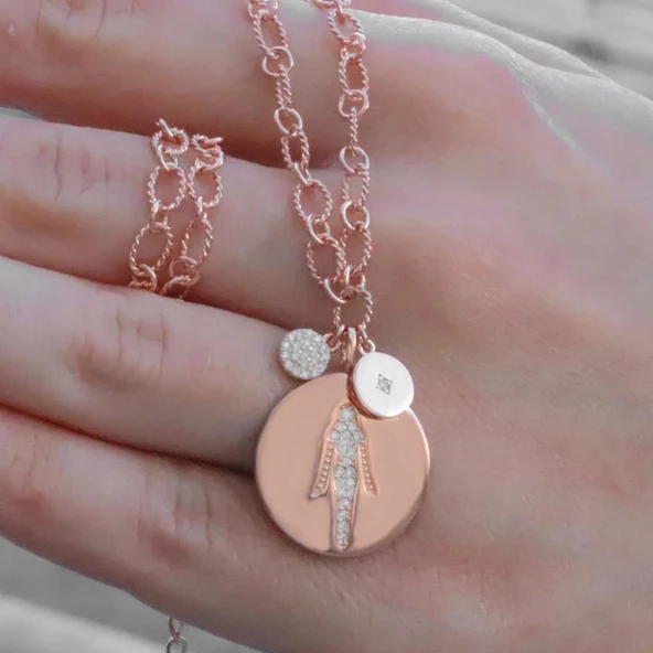 Rose Altın Kaplama Tasarım Gümüş Kolye - Resim 2