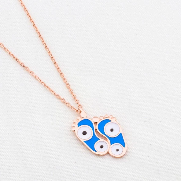 Rose Kaplama Nazarlı Adım Gümüş Kolye - Resim 2