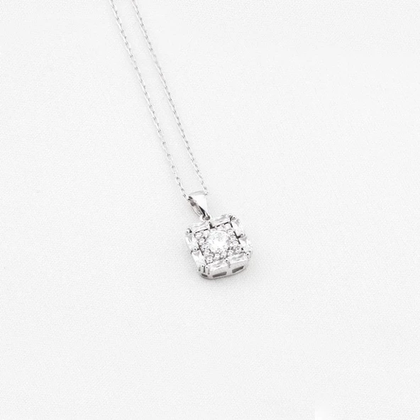 Pırlanta Montür Zirkon Taş Gümüş Kolye ürün görseli 1