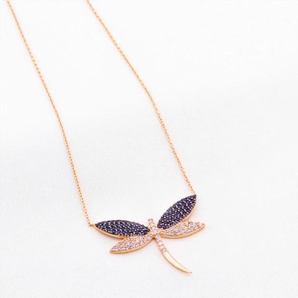 Rose Altın Kaplama Yusufçuk Gümüş Kolye ürün görseli 1