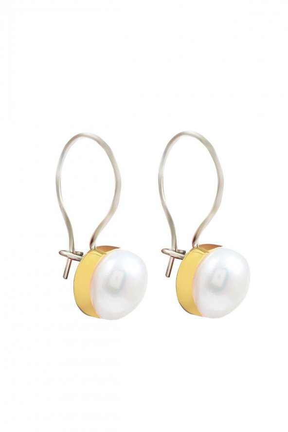 Doğal İnci Taşlı Otantik Gümüş Kadın Küpe 925 Ayar Mini Küpe Inci Taşlı Küpe