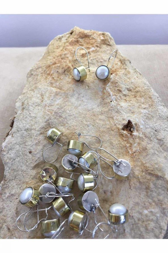 Doğal İnci Taşlı Otantik Gümüş Kadın Küpe 925 Ayar Mini Küpe Inci Taşlı Küpe - 3