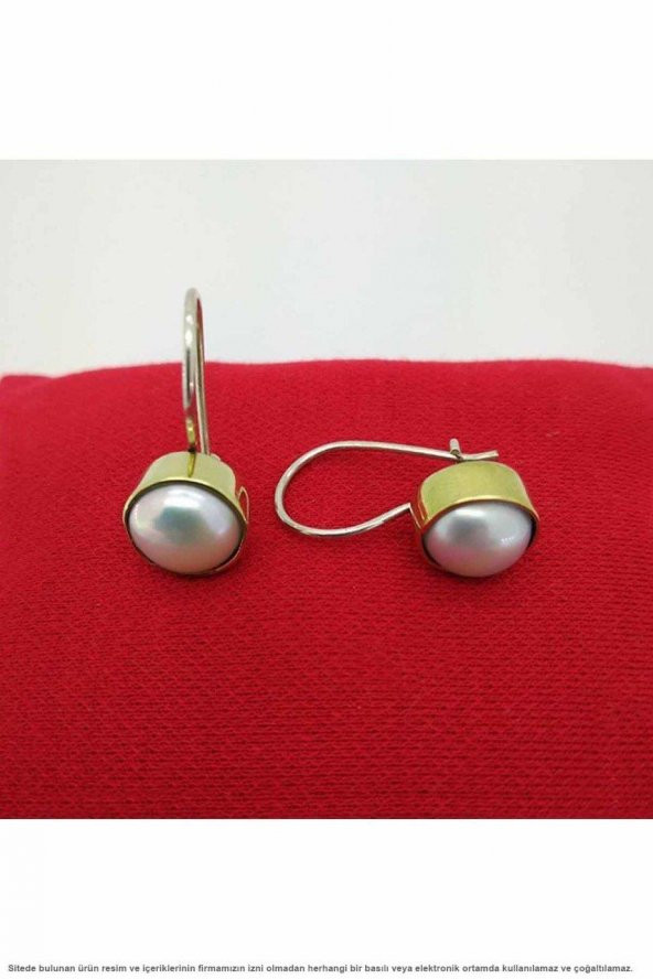 Doğal İnci Taşlı Otantik Gümüş Kadın Küpe 925 Ayar Mini Küpe Inci Taşlı Küpe - 4