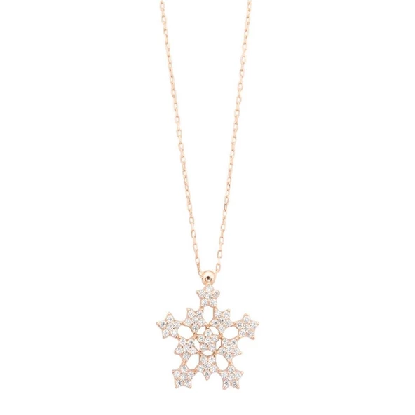 Zirkon Taşlı Kar Tanesi Altın Kaplama Gümüş Kolye ürün görseli 1