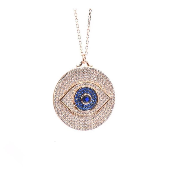 Mikro Zirkon Taşlı Göz Gümüş Kolye ürün görseli 1