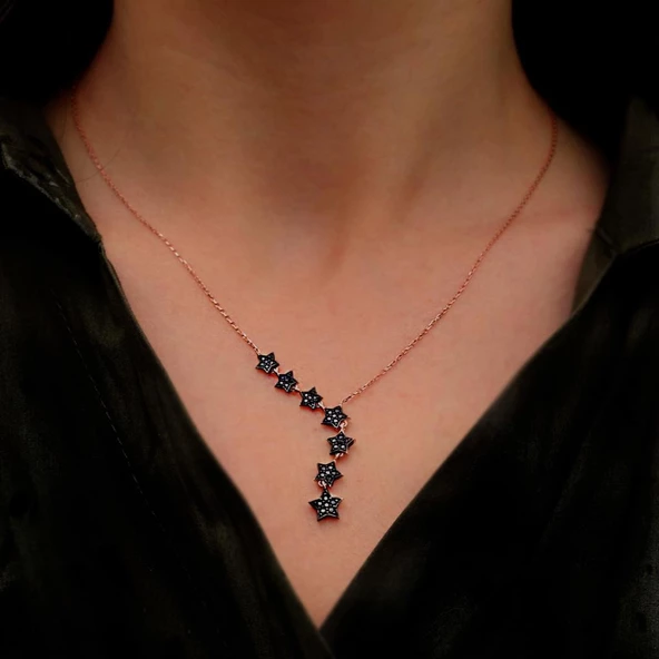 Sıra Yıldız 925 Ayar Gümüş Kolye ürün görseli 1