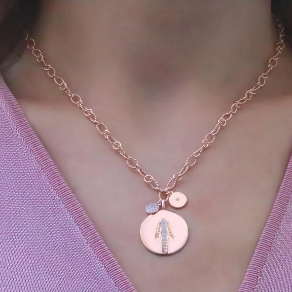 Rose Altın Kaplama Tasarım Gümüş Kolye ürün görseli 1