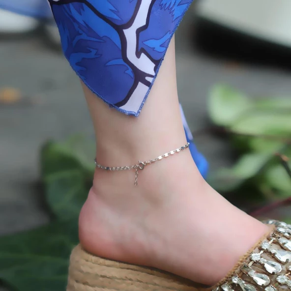 Düğme Modeli Gümüş Halhal - Resim 3