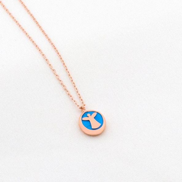 Rose Altın Kaplama Mevlana Figürlü Turkuaz Taş Kolye ürün görseli 1