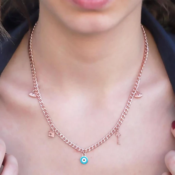 Rose Gold Kaplama Gümüş Dilek Kolyesi ürün görseli 1