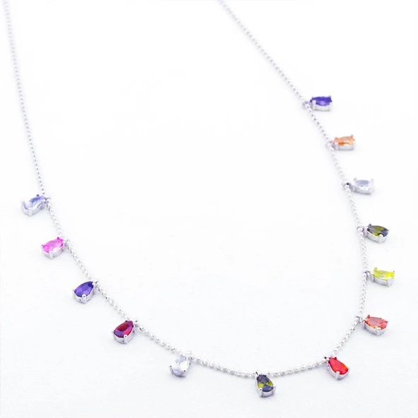 Renkli Damla Taşlı Şans Kolyesi ürün görseli 1