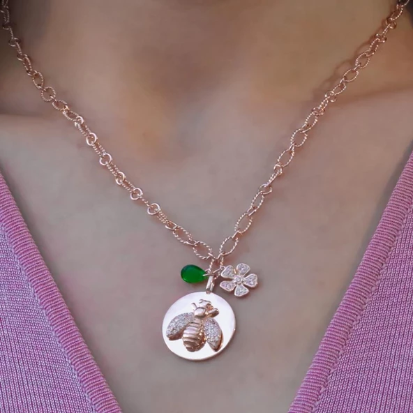 Tasarım Arılı Gümüş Kolye ürün görseli 1