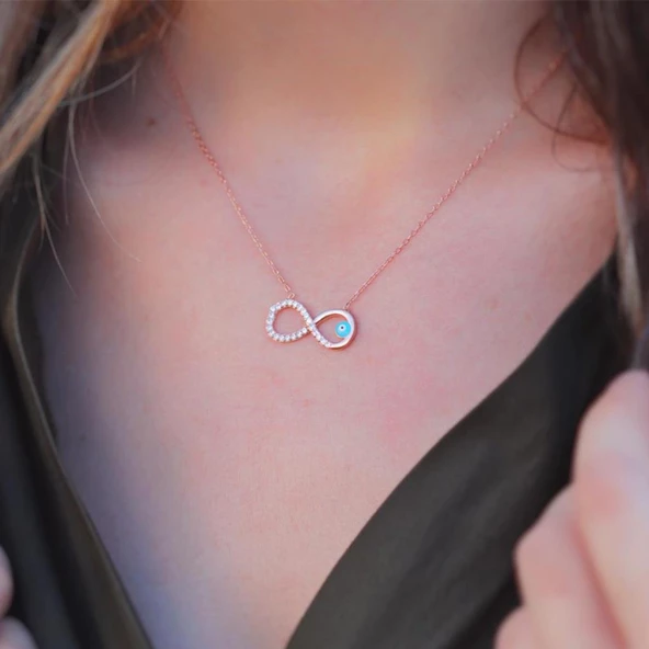 Mine İşli Sonsuzluk Gümüş Kolye ürün görseli 1