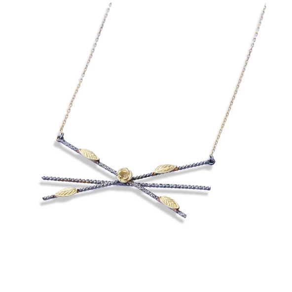 Flora Oksitli Gold Kaplama Gümüş Kolye - Resim 4