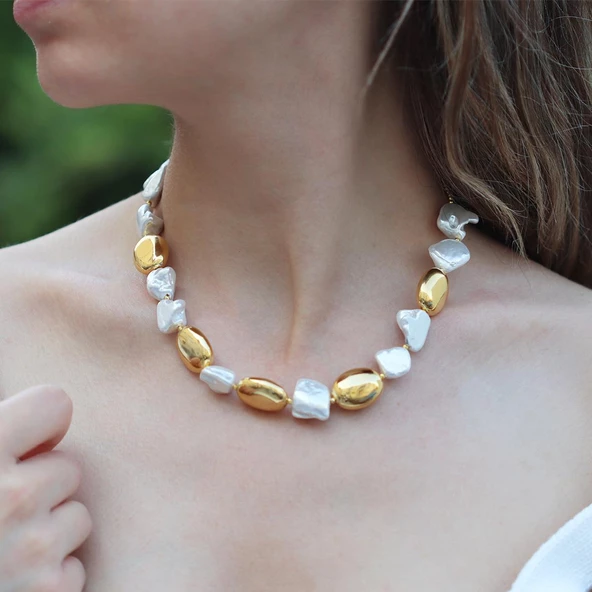 Barok İnci Gümüş Kolye - Resim 2