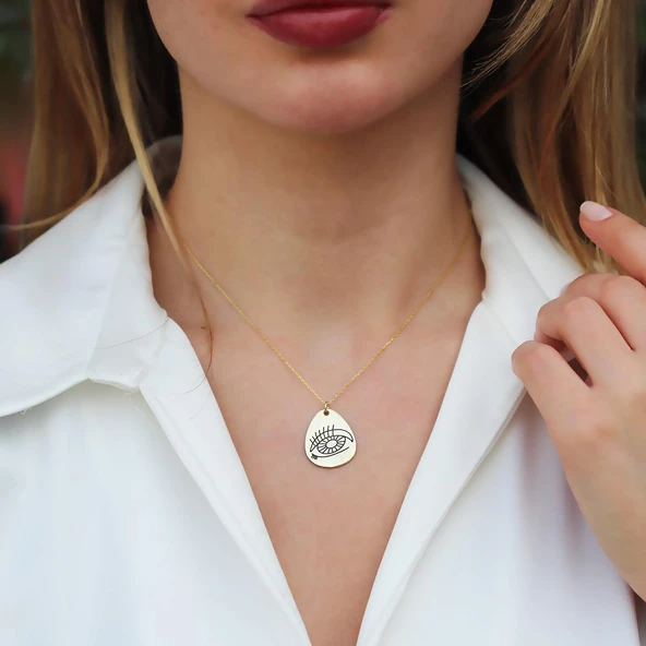 Damla Göz Gold Kaplama Gümüş Kolye ürün görseli 1