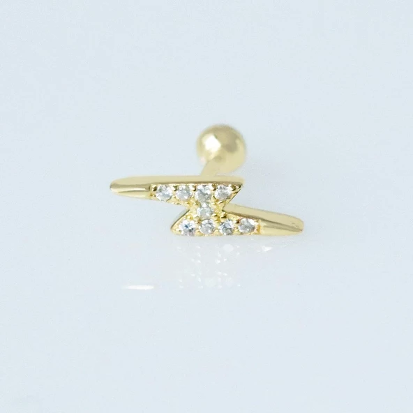 Şimşek Gold Kaplama Gümüş Tragus ürün görseli 1