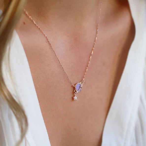 Lila Mine İşli Gezegen Kolye - Resim 3