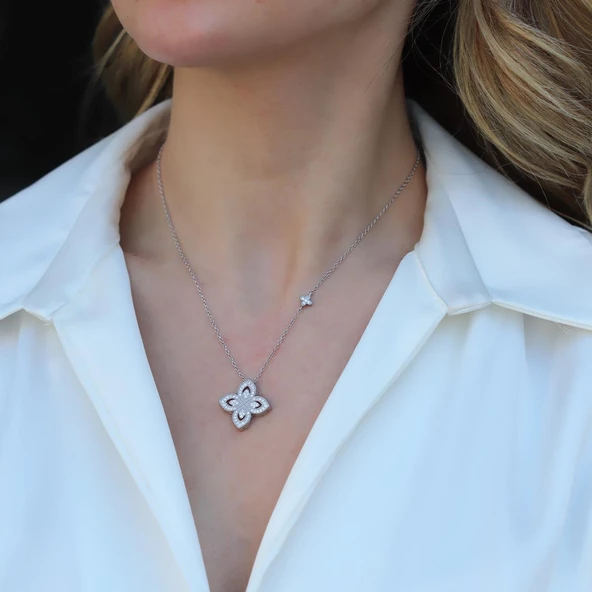 Alhambra Model Zirkon Taşlı Gümüş Kolye - Resim 3