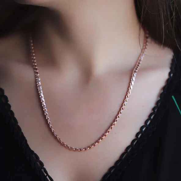 Rose Gold Kaplama 925 Ayar Gümüş Köstek Zincir ürün görseli 1