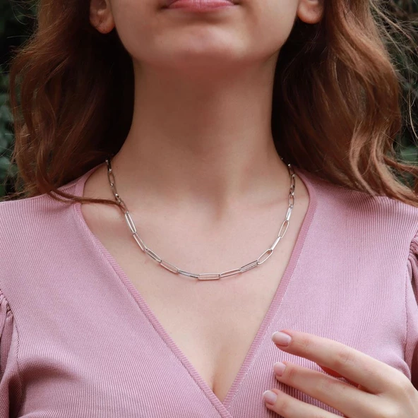 Trend Geçme Gümüş Zincir - Resim 2