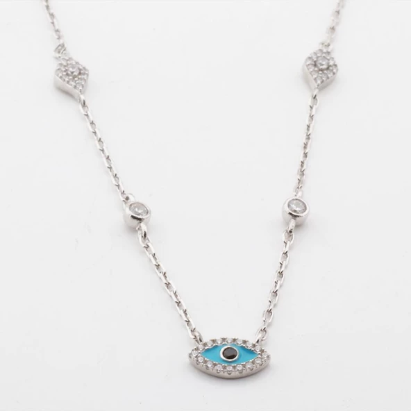 Mine İşli Göz Trend Gümüş Kolye - Resim 4